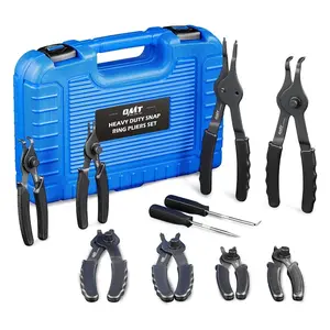 Orion Motor Tech Blue/Black 10pc Snap Ring Pliers Set, Internal & External Circlip Pliers Set with Bent Pliers Straight Pliers Hook Pick, Heavy Duty Snap Ring and Circlip Removal Tool with Storage Case & Gloves, fathersdaygift