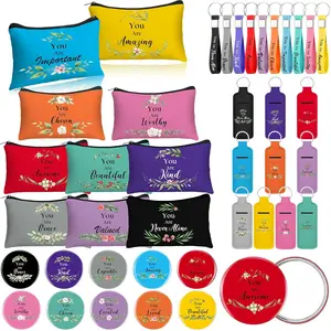 40 count Mothers Day Gifts Bulk for Church Christian Makeup Bag CNA Week Religious  Scripture Mirrors Gifts  Verse Lip Balm Holder for Women Mom Church Party Favors(Bright Color)