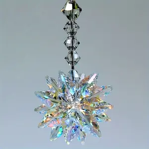 Rainbow Crystal Sun Catcher Snowflake, Perfect Gift for Her, Ideal Window and Office Hanging Decor, Glass Craft Supplies, Beautiful Present for Mom and Friends