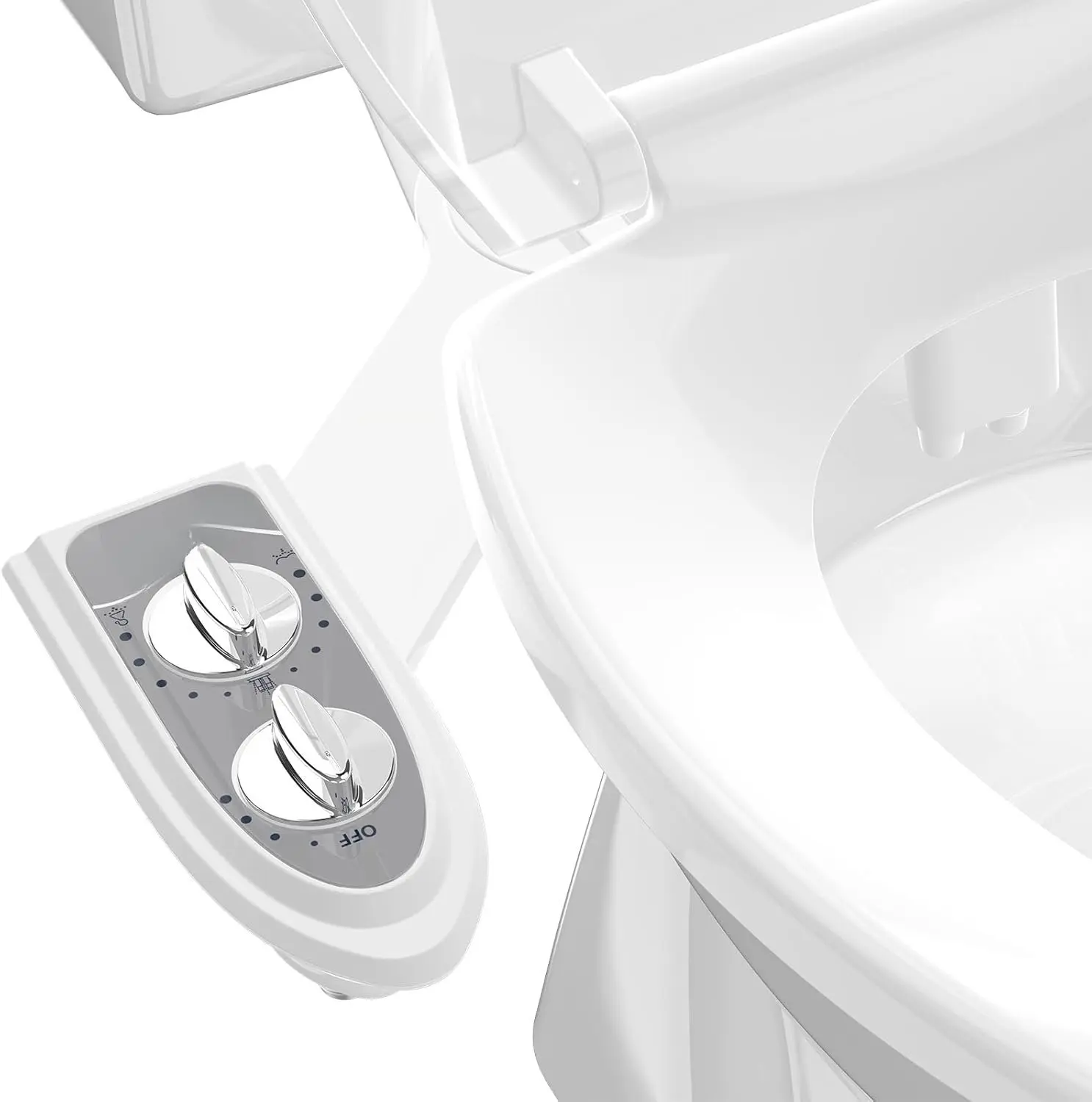 Bidet Attchment for Toilet Grey, Cold Water No-Electric, 3 Wash Modes [Frontal Wash + Rear Wash + Self-Cleaning]Dual Nozzles Water  Adjustable, Grey