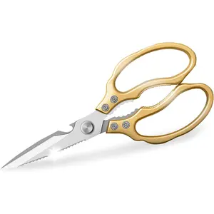 Kitchen Scissors, Heavy Duty Sharp Shears Dishwasher Safe, Kitchen Accessories Cooking Shears for Meat Chicken Fish Poultry Herb Bread (gold)