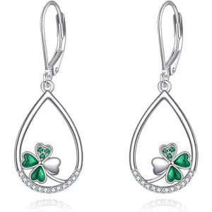 Flower Teardrop Drop Dangle Earrings Sterling Silver Leverback Earrings Birthday Gift for Her Women