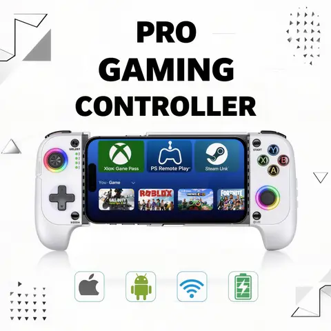 Wireless Mobile Gaming Controller for 100-175mm Smartphones, Rechargeable Portable Controller for iPhone/Android/iPad, Hall Effect Joystick, Turbo, Low Latency Bluetooth, Phone Case Support, Gaming Accessories for Steam, Cool Gadgets Gifts for Him