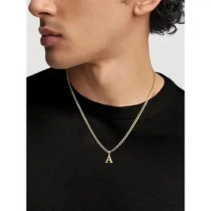 Men's Letter Pendant Necklace, Stainless Steel Alphabet Necklace, Letters Necklace for Party, Daily Clothing Decor, Trendy All-match & Exquisite Jewelry for Birthday Gift