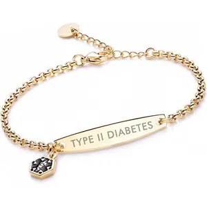 DIY Custom Laser Engraved Stainless Steel Medical Bracelet with Personalized Engraving Options and Secure Closure for Type II Diabetes Elegant Minimalist Bangle