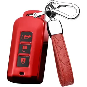 Key Fob Cover for Mitsubishi Outlander Sport Eclipse Cross ASX Mirage Fortis Car Accessoreis with Keychains 2022