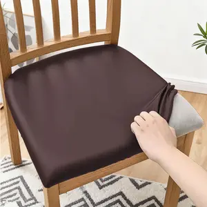 4/6pcs Waterproof PU Dining Chair Slipcovers, Removable Upholstered Chair Cushion Cover For Dining Room, Kitchen, Hotel, And Home Decor