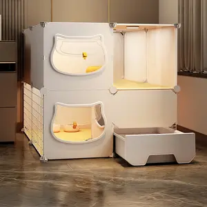 Cat Enclosed Litter Box Integrated Cat Cage, Home Indoor Large Space, Free Entry Cat Door, Cat Cabinet, Cat Nest, Cat Villa