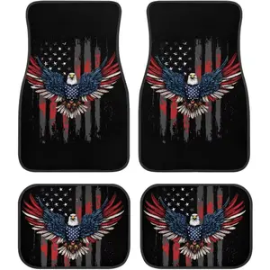 4pcs Heavy Duty Protection Automotive Floor Mats Eagle Gray USA Flag Multifunctional Floor Mats Car Carpets All Weather Protection, Vehicle Protection, Patriotic Design, Heavyduty Mats, Highquality Material, Car Owners, Truck Owners