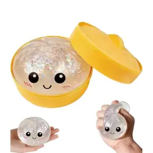 Glowing Dumpling Squishy – Soft Squeeze Toy, Cute Anxiety-Relief Fidget Toy with Steamer Case, Stress Relief Dough Toy for Adults and Kids