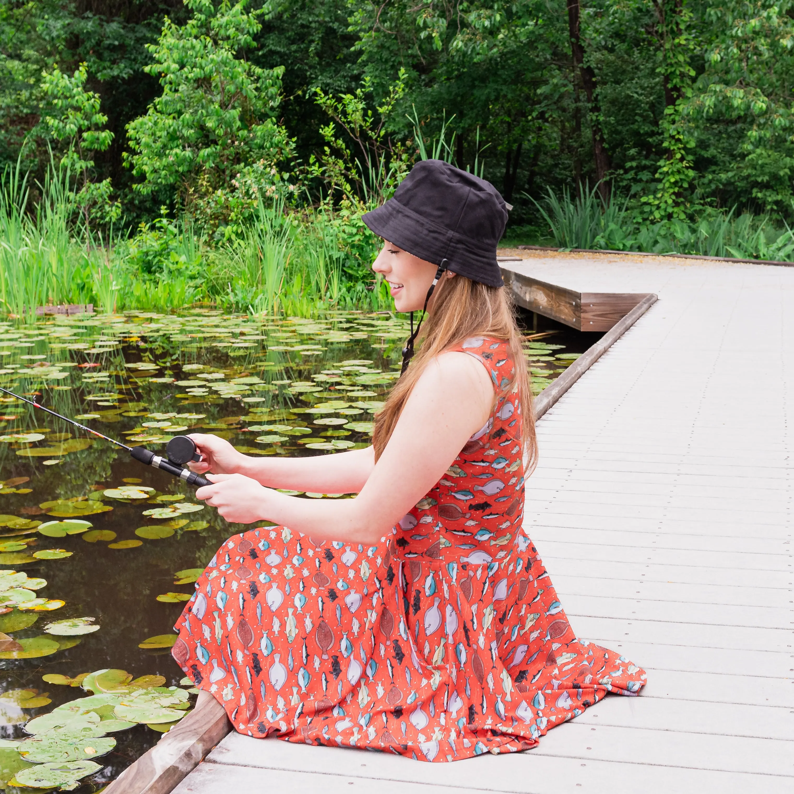 Gone Fishing Skater Dress with Pockets