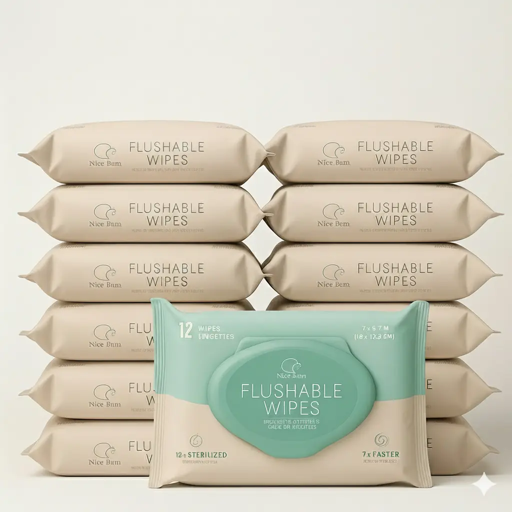 Nice Wipes | Best Value Box, Flushable in Seconds, 12× Purified Water 12-Pack, Biodegradable, Septic Safe, Sensitive Skin, Pure Clean, Allergy Season & Flu Care Bundle