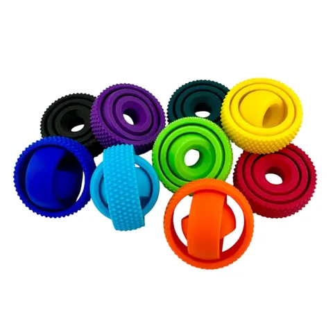 4 Gyro Fidgets - America Made Stress Relief Fidget Spinners for ADHD & Anxiety - KAHN CREATIONS - Pocket-Sized Quiet Toys Round Spinner