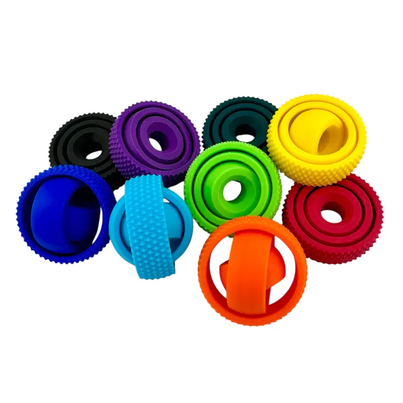 4 Gyro Fidgets - America Made Stress Relief Fidget Spinners for ADHD & Anxiety - KAHN CREATIONS - Pocket-Sized Quiet Toys Round Spinner