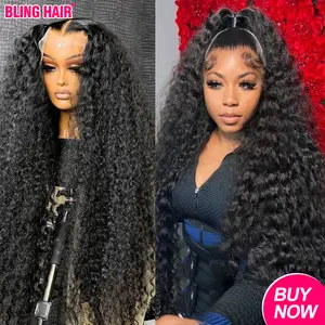 [30inch Only $132] Bling Hair Deep Wave 13x6 Lace Front Wigs Human Hair Pre Plucked 180% Density HD Transparent 13x4 Lace Frontal Wigs For Women Human Hair Lace Front Wigs Deep Curly Lace Front Wig Summervibes