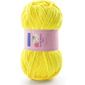 Chunky Chenille Bulky Yarn for Crocheting & Knitting, Plush Fluffy Soft Yarn Skein for Blankets Amigurumi Craft Hat Shoes 71 yds/3.5 oz Each (Chicken Yellow)