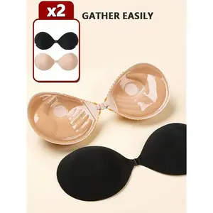 Thick 3 cm invisible backless strapless silicone breast petal adhesive push-up bra cups for lift