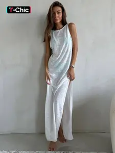 Women's Sexy Fitted Knit Dress, Thin Transparent Bodycon Dress, Casual Home Wear, All Season Fashion, Comfortable & Stylish Design, Casual Comfy Chic, Casual Elegance Chic