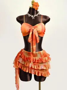 Women's Sexy Tie-Dye Gradient Bikini Set, Bikini Outfits, 3-Piece Summer Beach Festival Style, Fashionable Comfortable Swimwear, Elegant Fitted Design