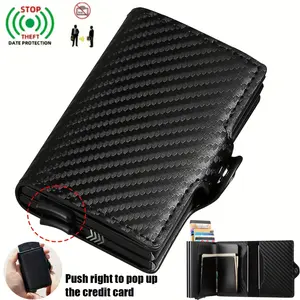 Large Capacity Double Layer ID Credit Card Holder Anti Rfid Blocking Protected Magic Wallet for Mens Carbon Fiber Cardholder Case
