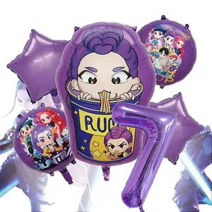 Birthday Number Balloon Set for Children Ages 1–9, Cartoon Theme Design, New Arrival Aluminum Foil Balloon Party Decoration Set
