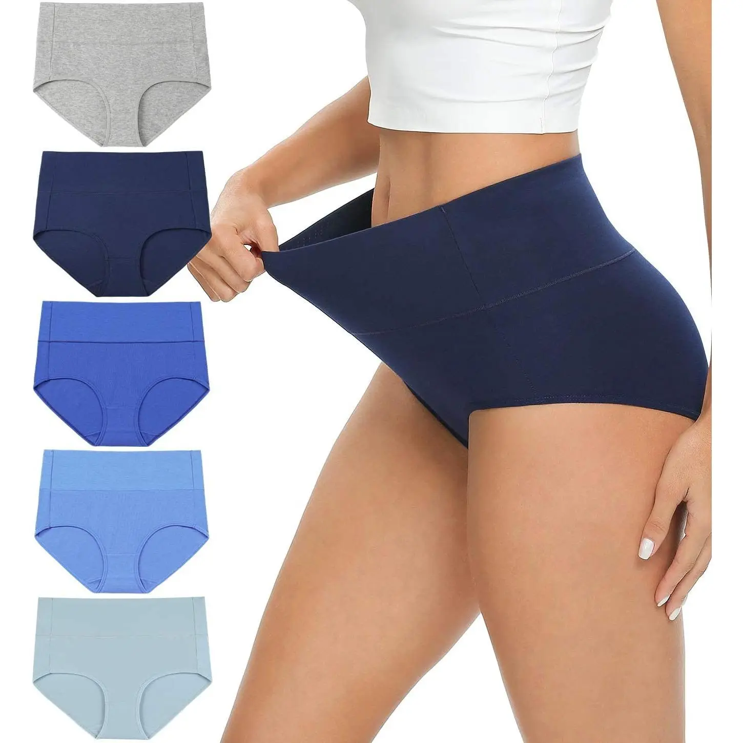 Women's High Waist Cotton Briefs, Soft Basic Tummy Control Panty for Ladies, Stretchy Postpartum Underwear, Lady Womenswear Bridal, Minimalist, Casual, Covers The Belly Button, Cotton Briefs - Black5, Daily Life, Db/Wi5 High Waist Panties, Excellent Suppo
