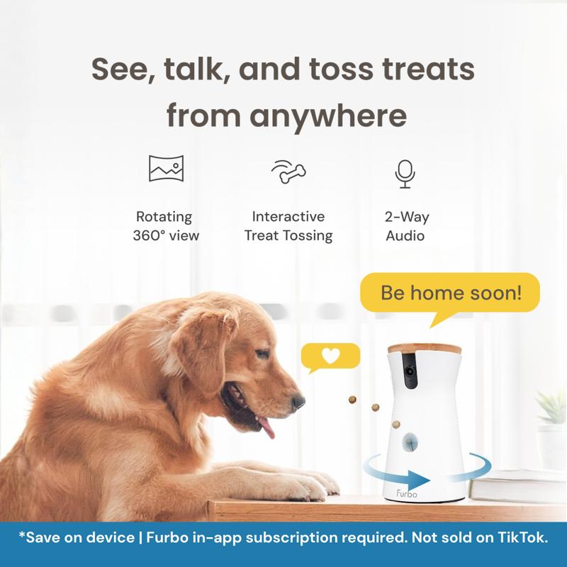 Furbo 360° Dog Camera [Nanny Edition - Unlock with Subscription] Home Security Smart Dog Camera, Barking & Safety Alerts, Pet Camera with Speaker, Smart Home Indoor Puppy Cam w Phone App & Color Night Vision - 3mo Minimum Subscription Required