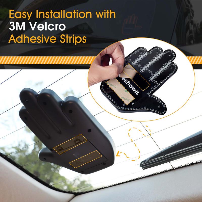 【Geshowit】Car Accessories, Car Gadgets with Remote - Give The Bird & Love & Wave to Drivers - Ideal Christmas Car Gift , Road Rage Car Signs