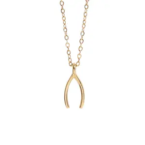 Wishbone Charm Necklace, Lucky Necklace, Waterproof Jewelry, Women's Necklace, Gifts for Her, Trendy Necklace, Girl Gift, 18K Gold PVD Stainless Steel