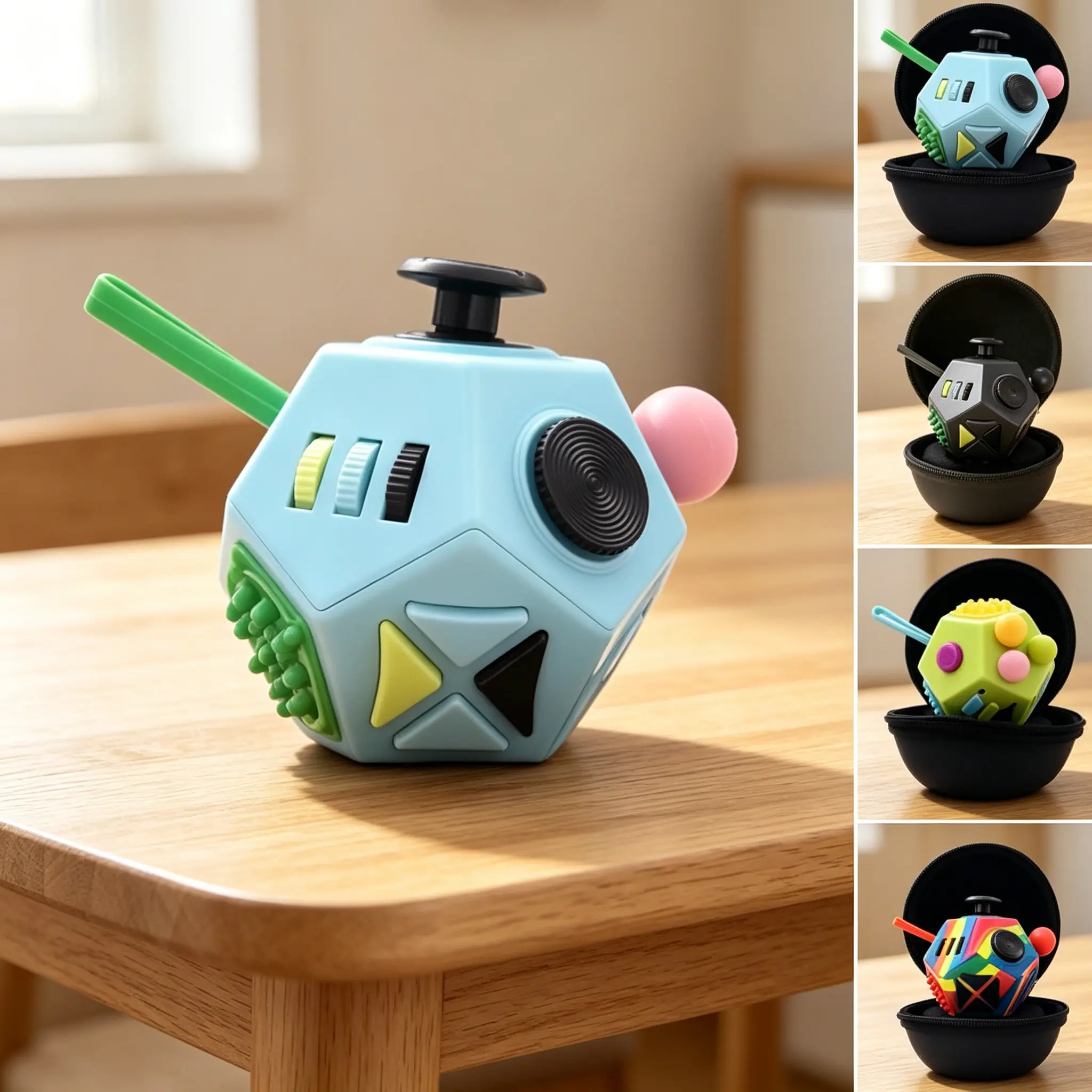 6-Sided Infinity Cube Fidget Toy for Adults & Kids, Silent & Clickable Modes, Stress Relief & Focus Boost, Portable Carry Case Included