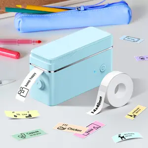 Mini label machine with adhesive tape, portable wireless thermal printer with adhesive tape, sticker label machine with multiple templates, used for office organization, home kitchen, and school