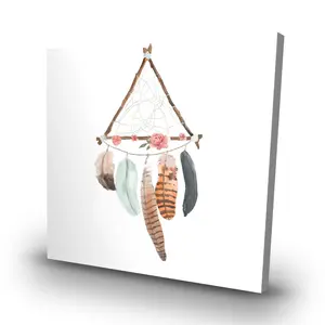 Begin Home Decor C1RC323232R8FI 32 x 32 in. Triangular Dream Catcher - Pink Canvas Home Decor Item