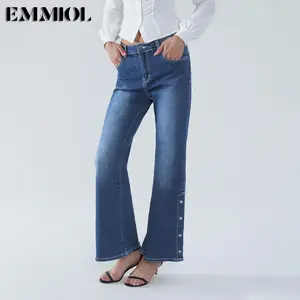 Women Bell Bottom Jeans Stretchy Flare Mid Rise Embroidery Vintage Denim Pants 90s Outfits Y2k Clothes