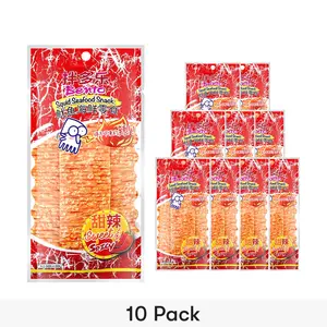 Bento Squid Snack Sweet Chili Flavor - 10 Packs (18g Each) - Thai Dried Squid Jerky, Spicy & Savory Snack