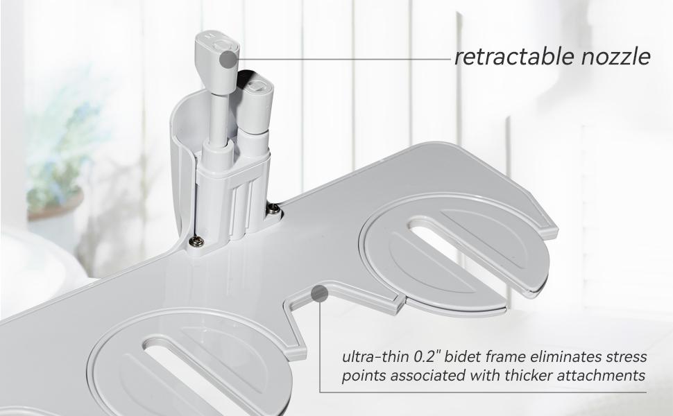 NGNP Toilet Bidet Attachment Fresh Water Spray with Non-Electric Adjustable Water Pressure Side Arm Control, Slim Bidet Sprayer, Silver Knob (Dual Nozzles) 2.48 Inch Standard Toilet Adaptation Hygienic & Eco-friendly
