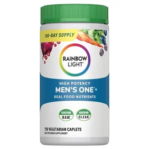 Rainbow Light Men’s Multivitamin – With Ashwagandha, Lycopene & Probiotics – Real Food Nutrients – 150 Vegetarian Caplets
