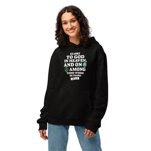 Peace on Earth Oversized Hoodie - Fitted Long Sleeve Unisex Casual Slogan Hoodie for Autumn with Soft Brushed Fleece and Roomy Fit