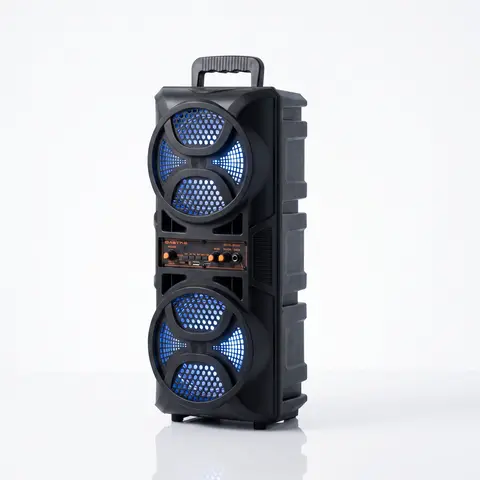 RGB Multifunction Vertical Tower Wireless Sound Box - 6.5-in Dual Drivers, 10 m Range, Cordless Portable PA Karaoke Machine, Wired Mic Included, MicroSD Support, Remote Control, 5V DC Aux Player, Multiple Outputs, Backyard Cookouts Portable Audio Solution
