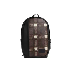 COACH Edge 30 Plaid Print Backpack with Zipper Closure and Large Capacity