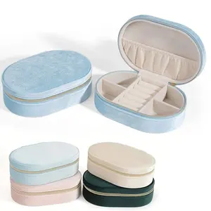 Mini Fashion oval-shaped Jewelry Organizer Portable Travel Ladies Jewelry Box Jewelry Box for Rings, Pendants, Earrings,
