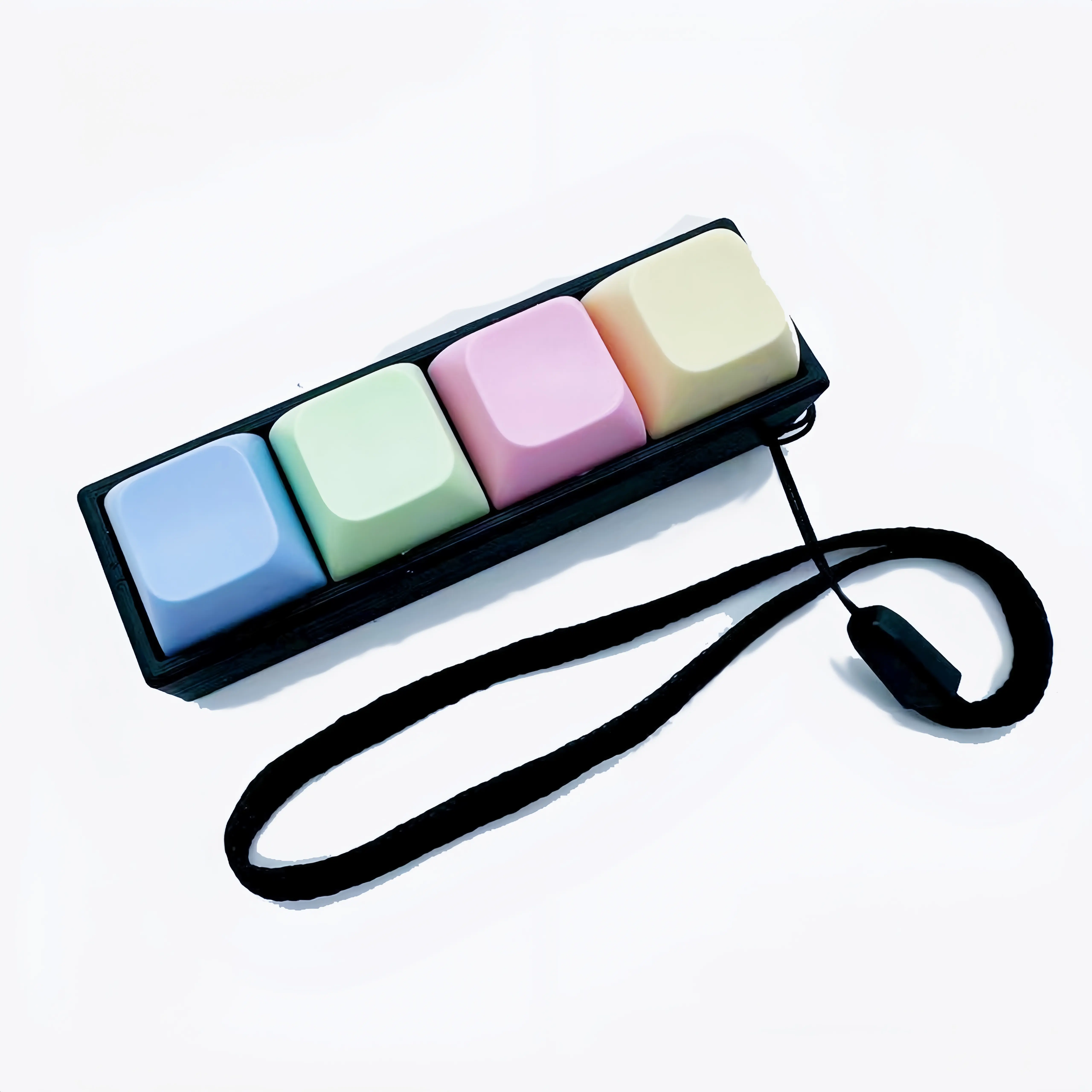 Four-key Mechanical Keyboard Keychain with MacaronKeycaps Design Relaxation toys Office Stress Relief ToysHalloween gifts Halloween decorations