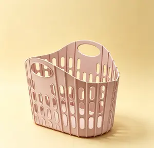 Collapsible Laundry Basket, Foldable Plastic Laundry Hamper with Handles, Space Saving Ventilated Laundry Basket for Bedroom Bathroom Dorm RV Apartment