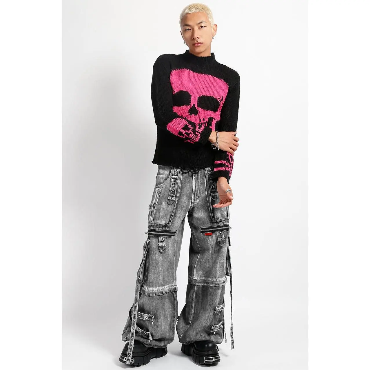 Tripp NYC X-Strap Pants [BLACK FOG WASH DENIM] - TikTok Shop