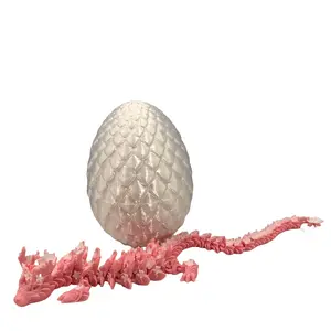 Pink Cherry Blossom Dragon with Dragon Egg, 3D Printed Articulated Pink Cherry Blossom Dragon, Fidget ADHD Sensory Dragon Magical Decor Plastic Ornaments Decoration