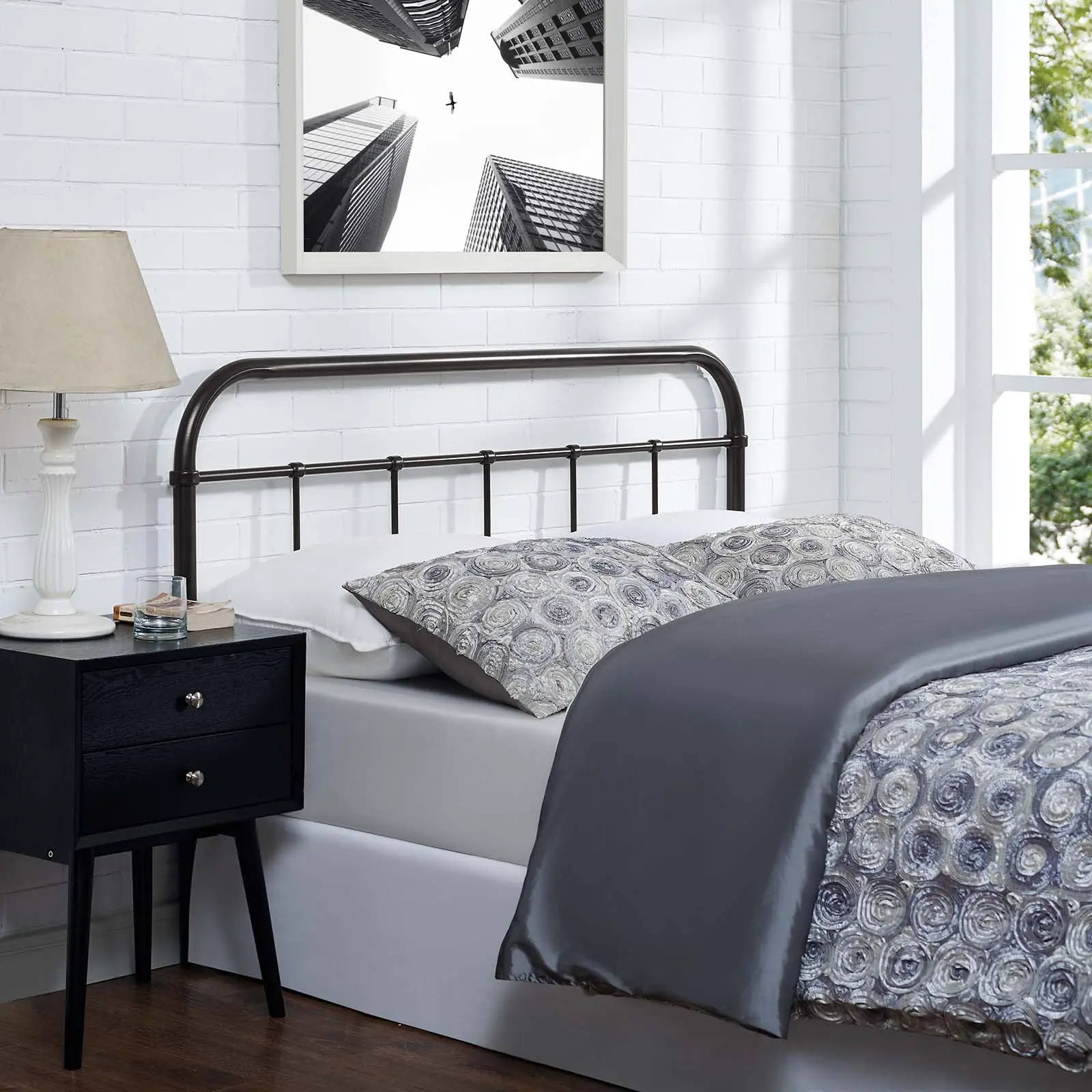Modway Serena Queen-Size Iron Art Steel Headboard, Brown Indoor Furniture Bed Frame Accessory, Iron Art Headboard