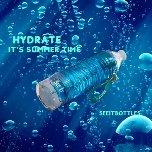 SEEIT Portable Bottle Carrier Blue - Fits 16.9 Fluid Ounces Standard Water Bottle with Detachable Cup Drinkware Reusable