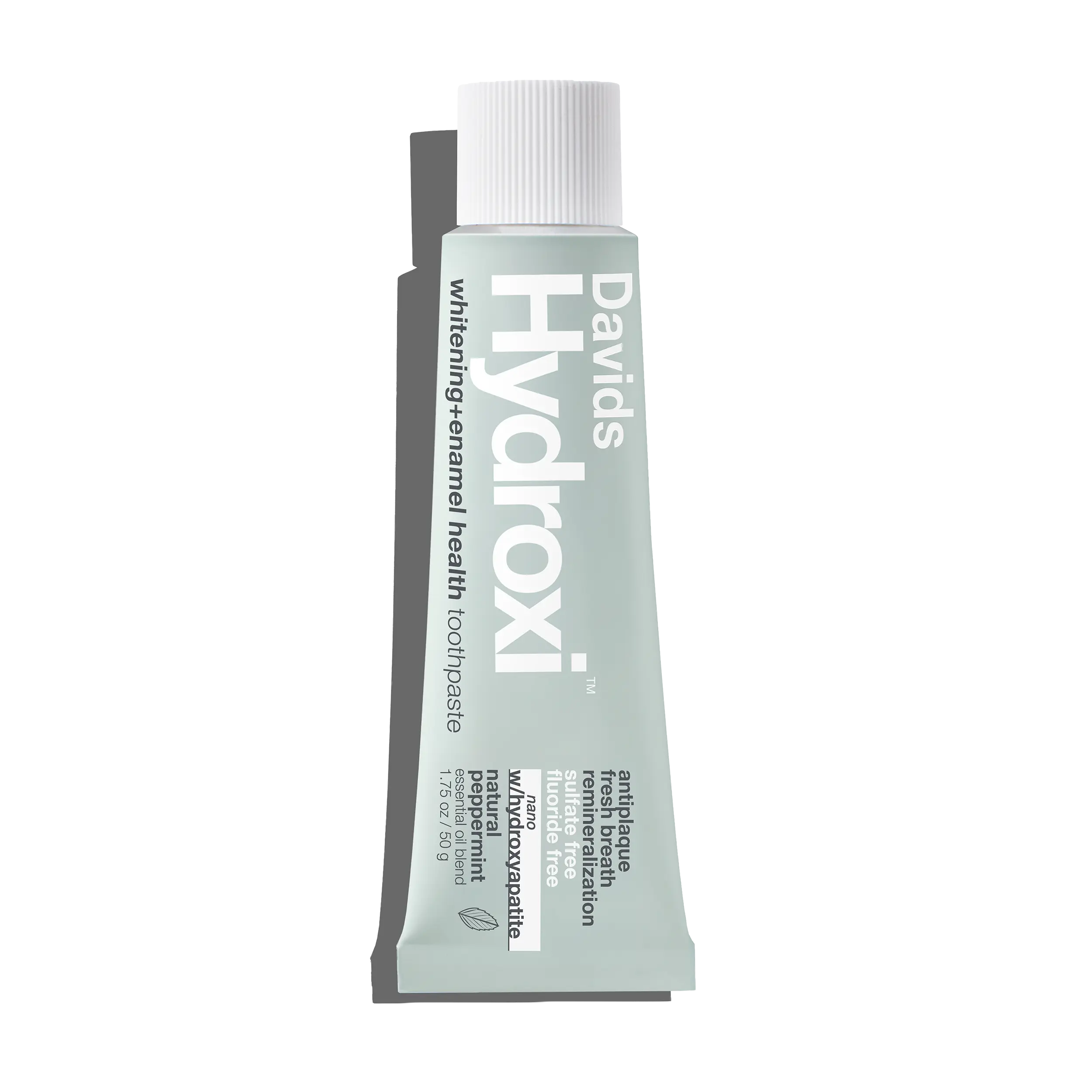 Davids Hydroxi travel size toothpaste / whitening + enamel health nano-hydroxyapatite / peppermint / 1.75 oz