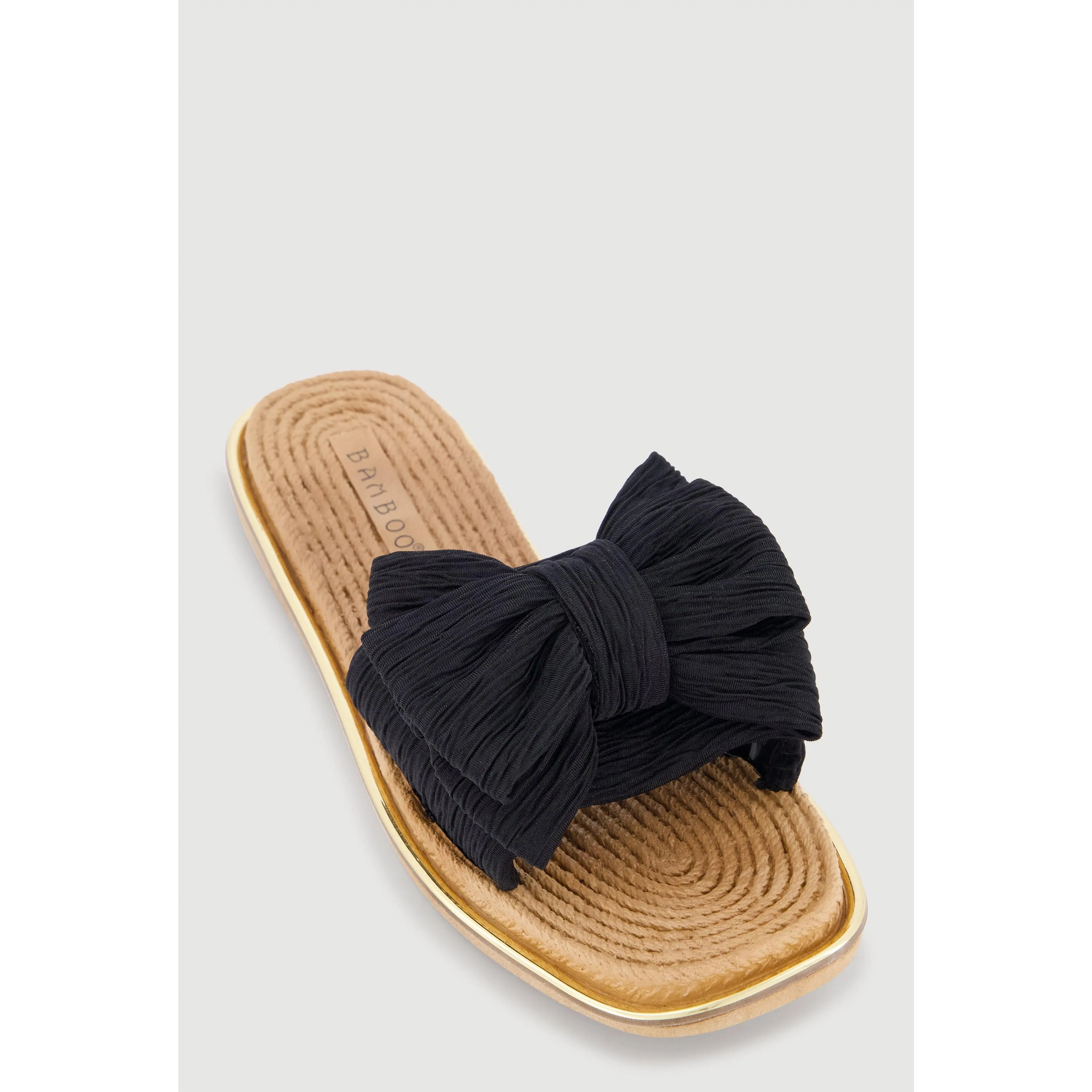 Double Bow Band Espadrille Slide Sandals