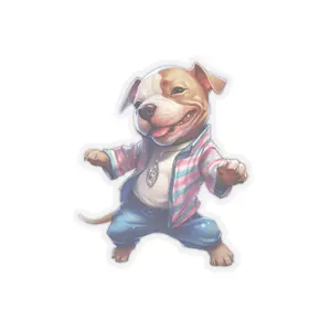 Trans Pride Dancing Pitbull Sticker | Kiss-Cut Sticker