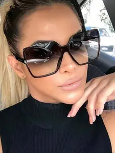 Women's Retro Square Frame Sunglasses, Trendy Casual Oversized Sunglasses for Everyday Use, Fashion Accessories for Outdoor Activities